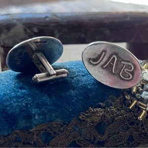 Vintage Sterling Silver Cuff Links, initials J.A.B.